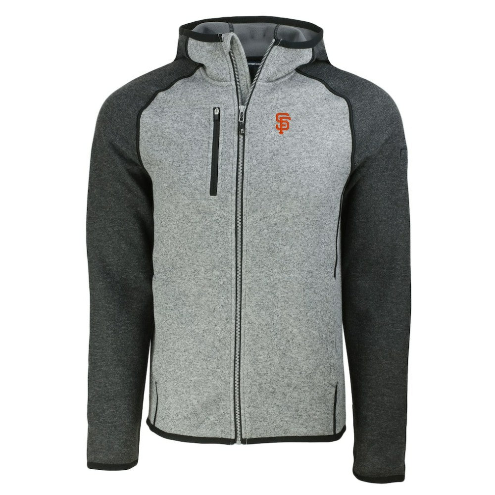 San Francisco Giants Cutter & Buck Mainsail Full-Zip Hooded Jacket Heather Charcoal/Heather Gray