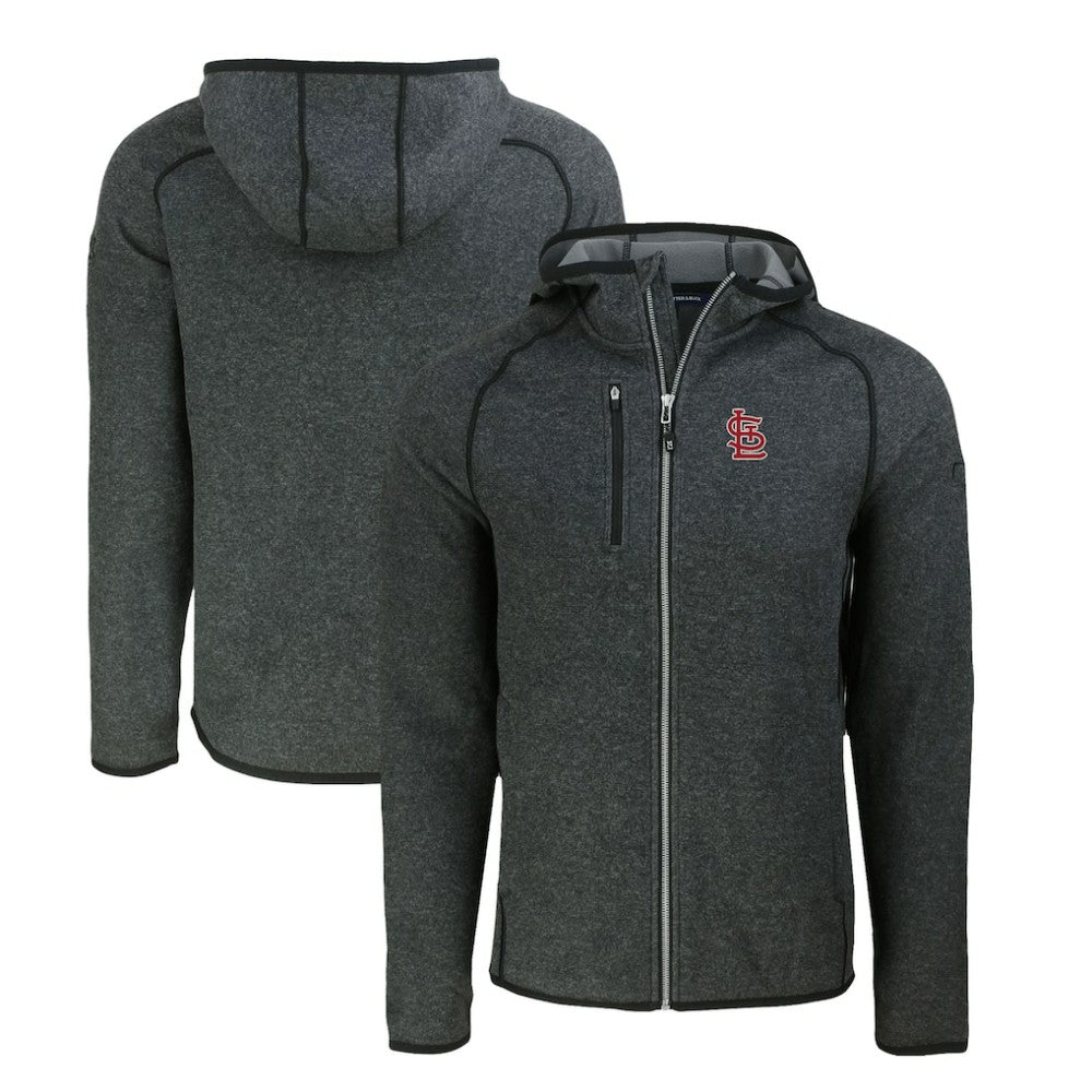 St. Louis Cardinals Cutter & Buck Mainsail Full-Zip Hooded Jacket Heather Charcoal