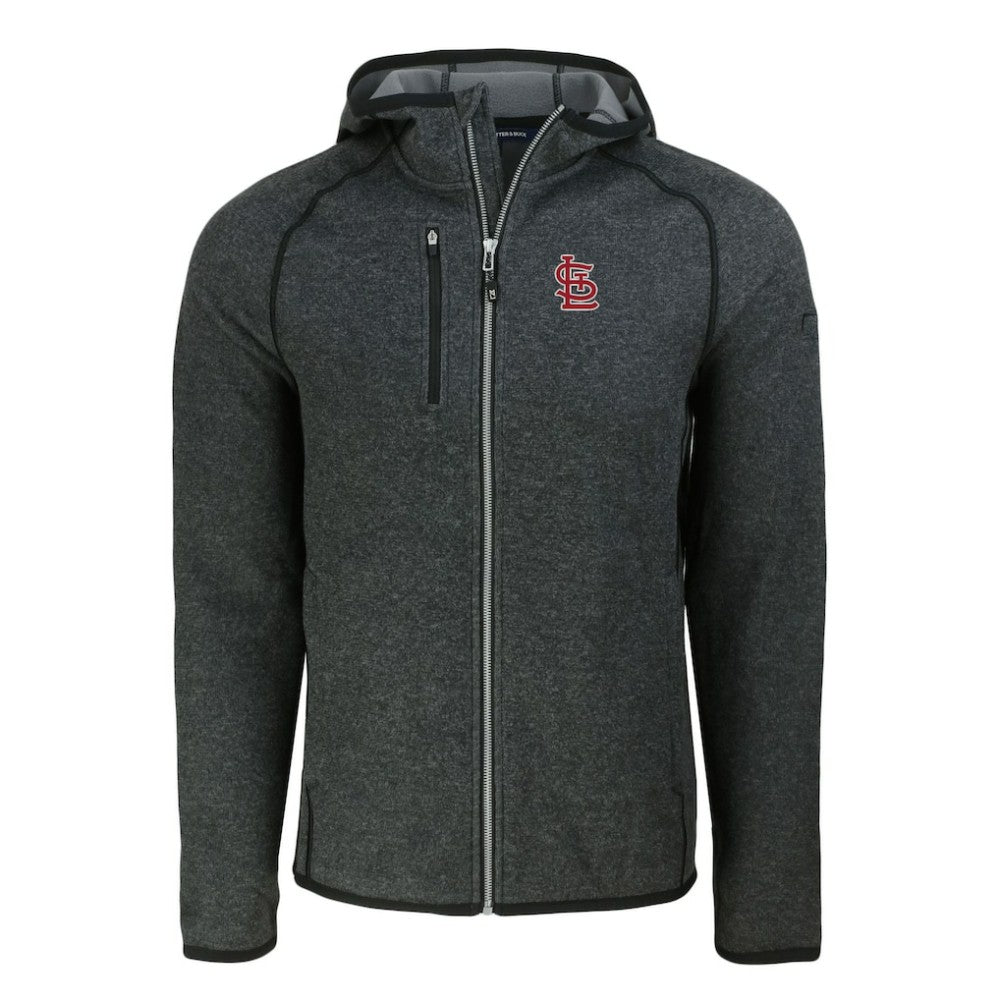 St. Louis Cardinals Cutter & Buck Mainsail Full-Zip Hooded Jacket Heather Charcoal