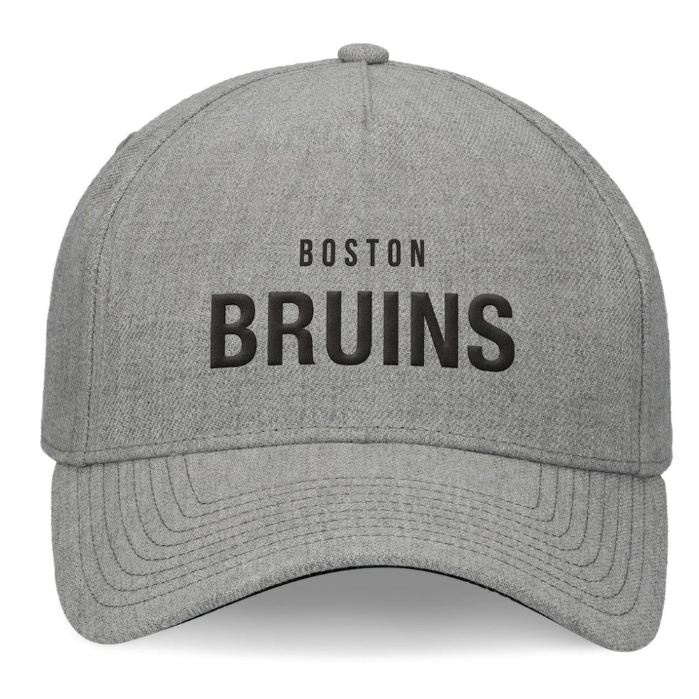 Boston Bruins Fanatics Elements A-Frame Leather Strapback Hat - Heather Gray Hats