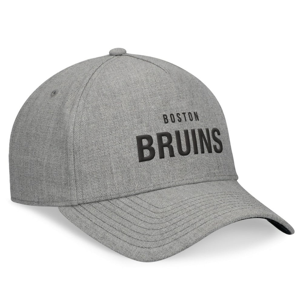 Boston Bruins Fanatics Elements A-Frame Leather Strapback Hat - Heather Gray Hats