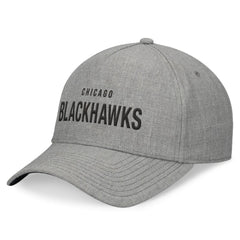Chicago Blackhawks Fanatics Elements A-Frame Leather Strapback Hat - Heather Gray Hats