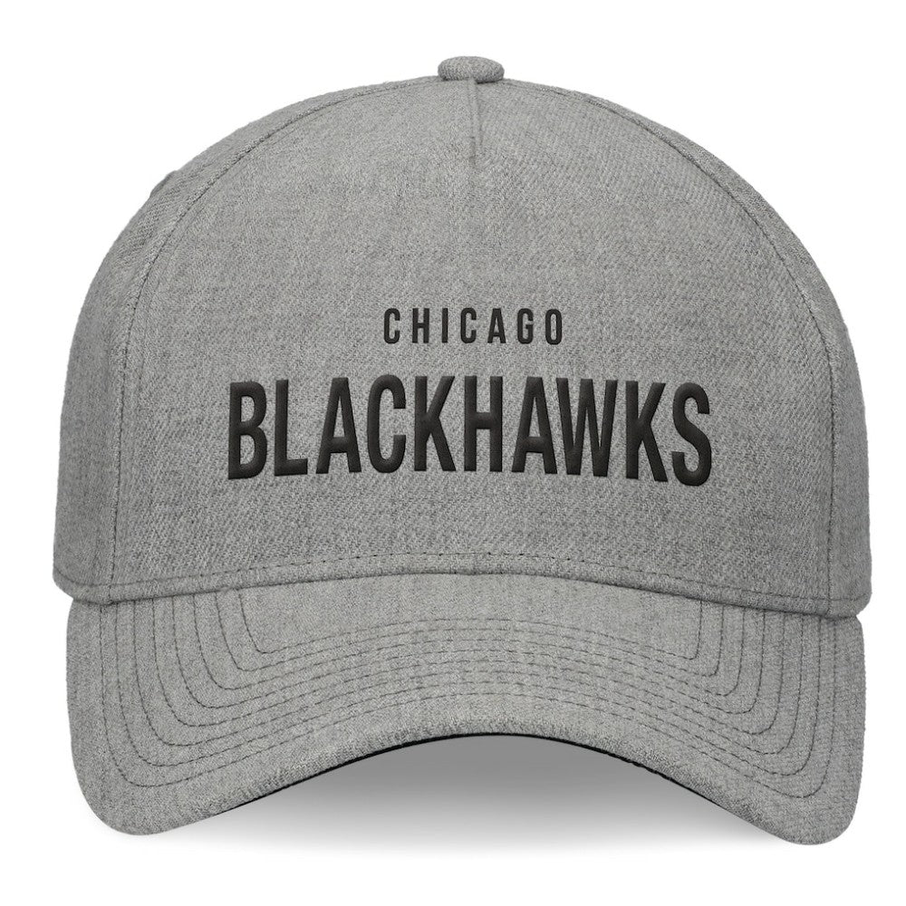 Chicago Blackhawks Fanatics Elements A-Frame Leather Strapback Hat - Heather Gray Hats