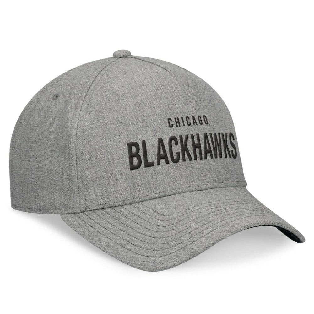 Chicago Blackhawks Fanatics Elements A-Frame Leather Strapback Hat - Heather Gray Hats