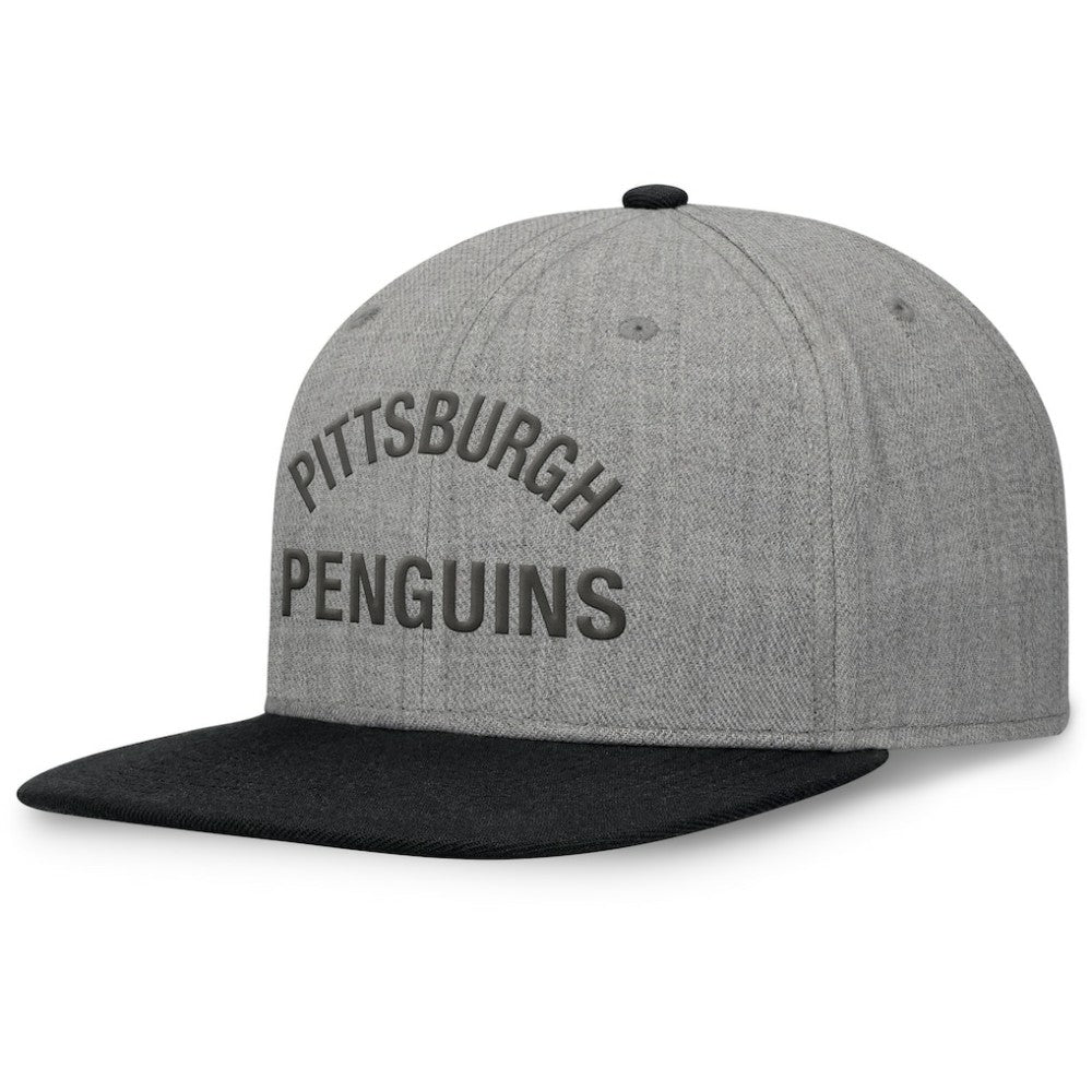 Pittsburgh Penguins Fanatics Elements Flat Brim Leather Strapback Hat - Heather Gray Hats
