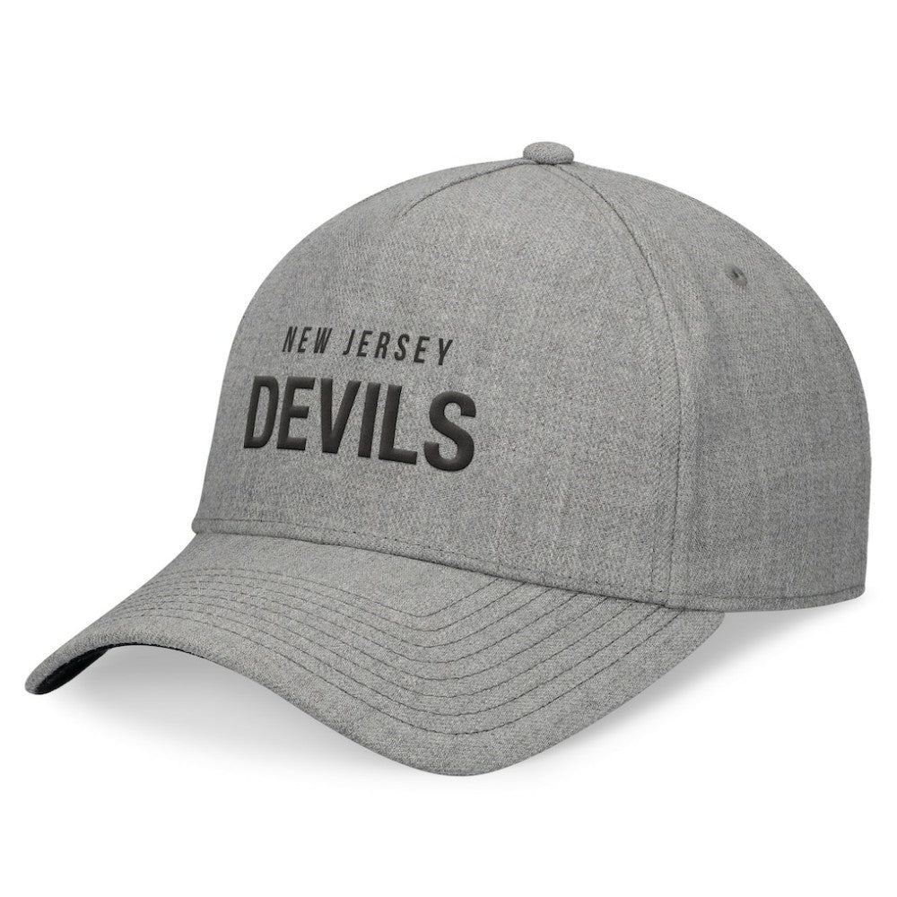New Jersey Devils Fanatics Elements A-Frame Leather Strapback Hat - Heather Gray Jerseys