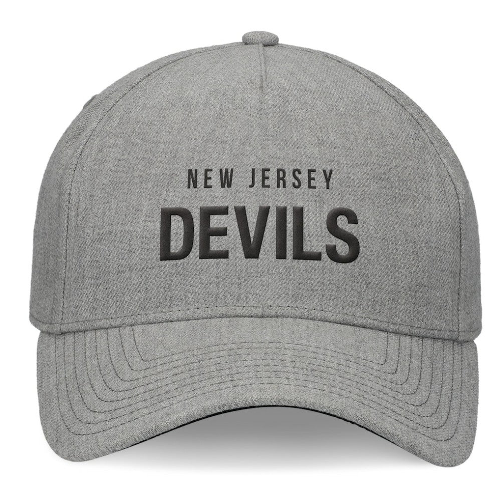 New Jersey Devils Fanatics Elements A-Frame Leather Strapback Hat - Heather Gray Jerseys