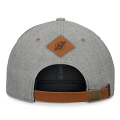 New Jersey Devils Fanatics Elements A-Frame Leather Strapback Hat - Heather Gray Jerseys