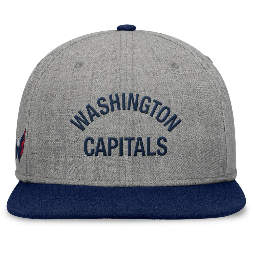 Washington Capitals Fanatics Elements Flat Brim Leather Strapback Hat - Heather Gray Hats