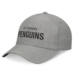 Pittsburgh Penguins Fanatics Elements A-Frame Leather Strapback Hat - Heather Gray Hats