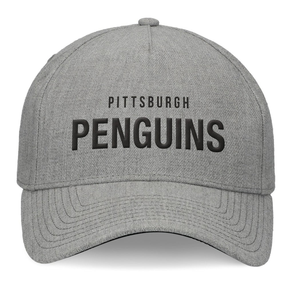 Pittsburgh Penguins Fanatics Elements A-Frame Leather Strapback Hat - Heather Gray Hats