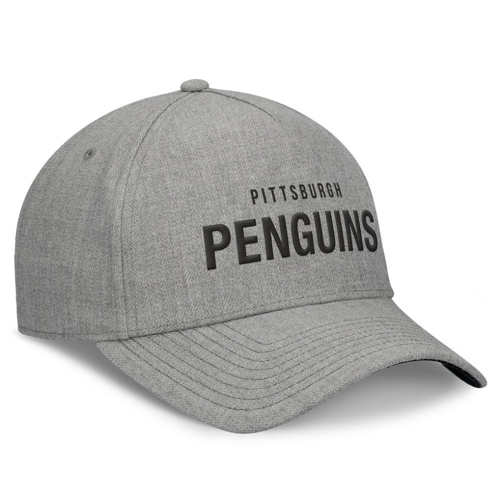 Pittsburgh Penguins Fanatics Elements A-Frame Leather Strapback Hat - Heather Gray Hats