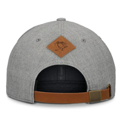 Pittsburgh Penguins Fanatics Elements A-Frame Leather Strapback Hat - Heather Gray Hats