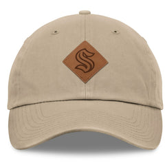 Seattle Kraken Fanatics Elements Unstructured Patch Leather Strapback Hat - Khaki Hats