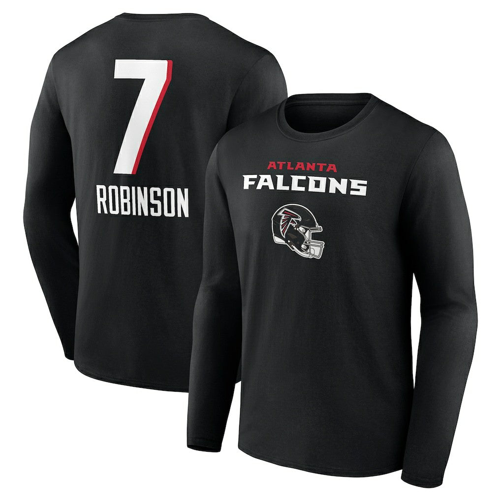 Bijan Robinson Atlanta Falcons Team Wordmark Name & Number Long Sleeve T-Shirt - Black discount