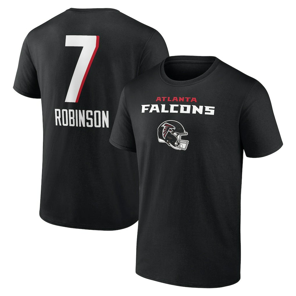 Bijan Robinson Atlanta Falcons Team Wordmark Name & Number T-Shirt - Black cheap