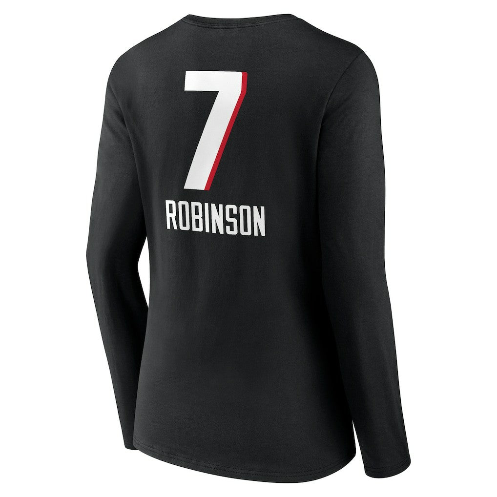Bijan Robinson Atlanta Falcons Women's Team Wordmark Name & Number Long Sleeve V-Neck T-Shirt - Black sale