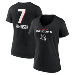 Bijan Robinson Atlanta Falcons Women's Team Wordmark Name & Number V-Neck T-Shirt - Black for sale