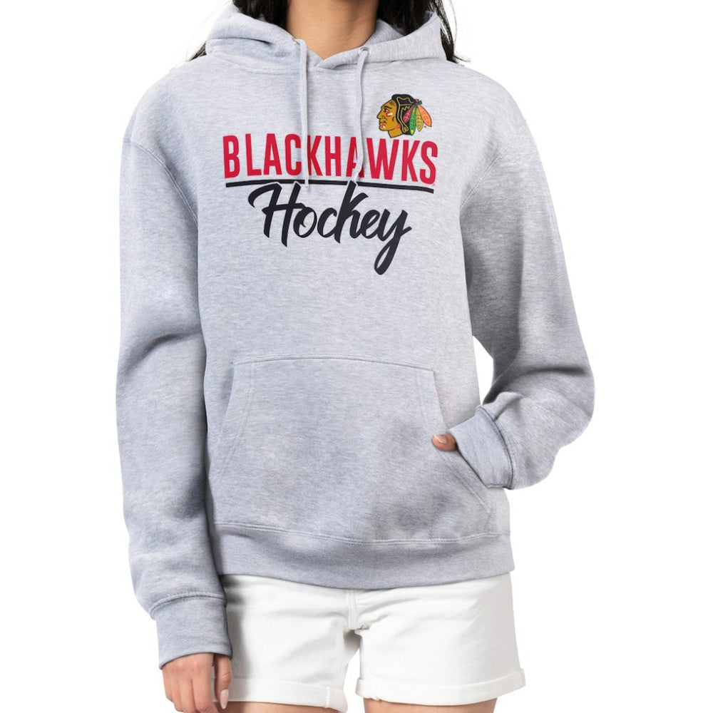 Chicago Blackhawks G-III 4Her by Carl Banks Women's Team Sport Tri-Blend Fleece Hoodie - Heather Gray Hoodies