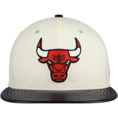 Chicago Bulls Faux Leather Visor Two-Tone 59FIFTY Fitted Hat - Cream/Black discount