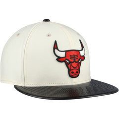 Chicago Bulls Faux Leather Visor Two-Tone 59FIFTY Fitted Hat - Cream/Black discount
