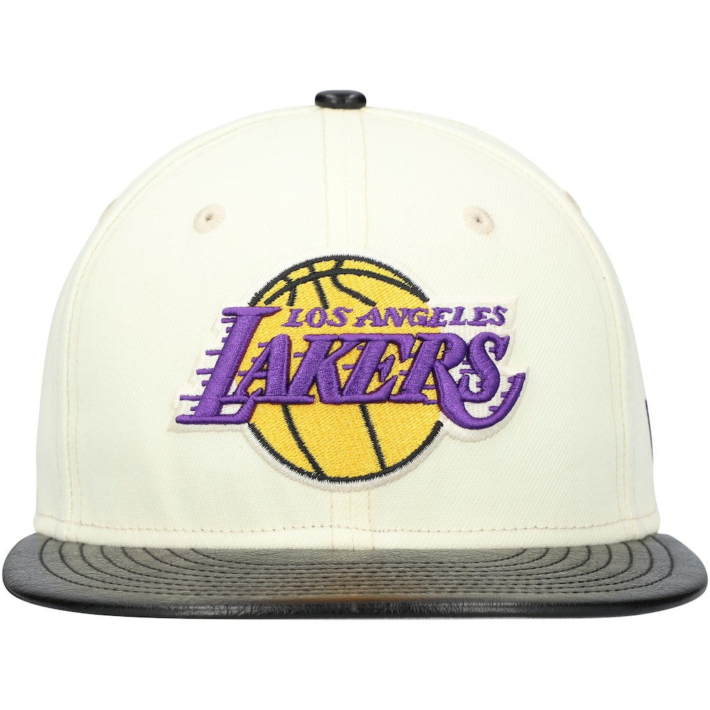 Los Angeles Lakers Faux Leather Visor Two-Tone 59FIFTY Fitted Hat - White/Black on sale