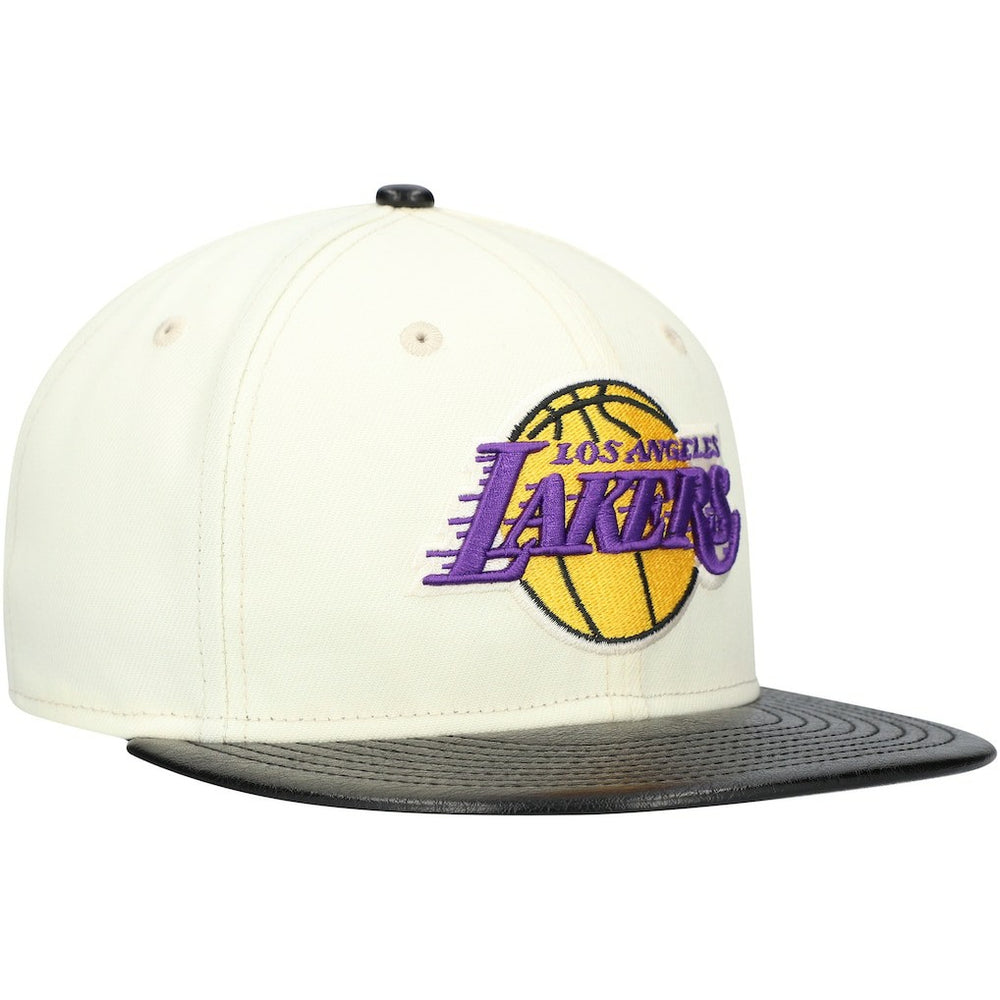 Los Angeles Lakers Faux Leather Visor Two-Tone 59FIFTY Fitted Hat - White/Black on sale