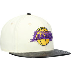 Los Angeles Lakers Faux Leather Visor Two-Tone 59FIFTY Fitted Hat - White/Black on sale