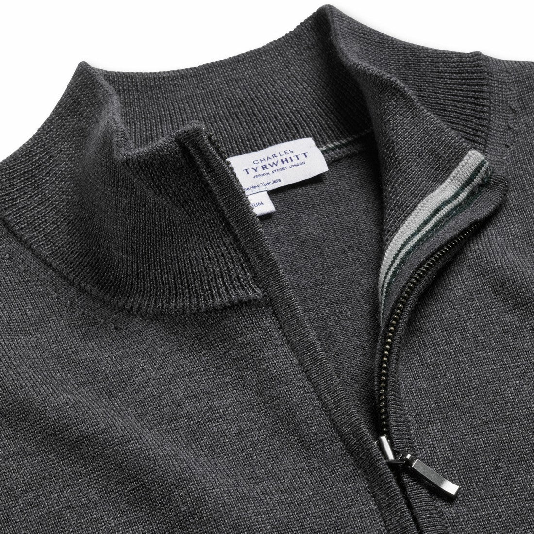 New York Jets Charles Tyrwhitt Merino Quarter-Zip Pullover Sweater - Gray outlet
