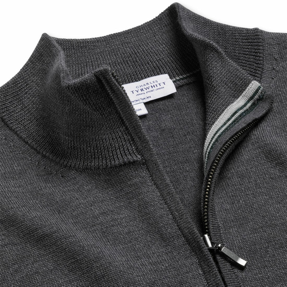 New York Jets Charles Tyrwhitt Merino Quarter-Zip Pullover Sweater - Gray outlet