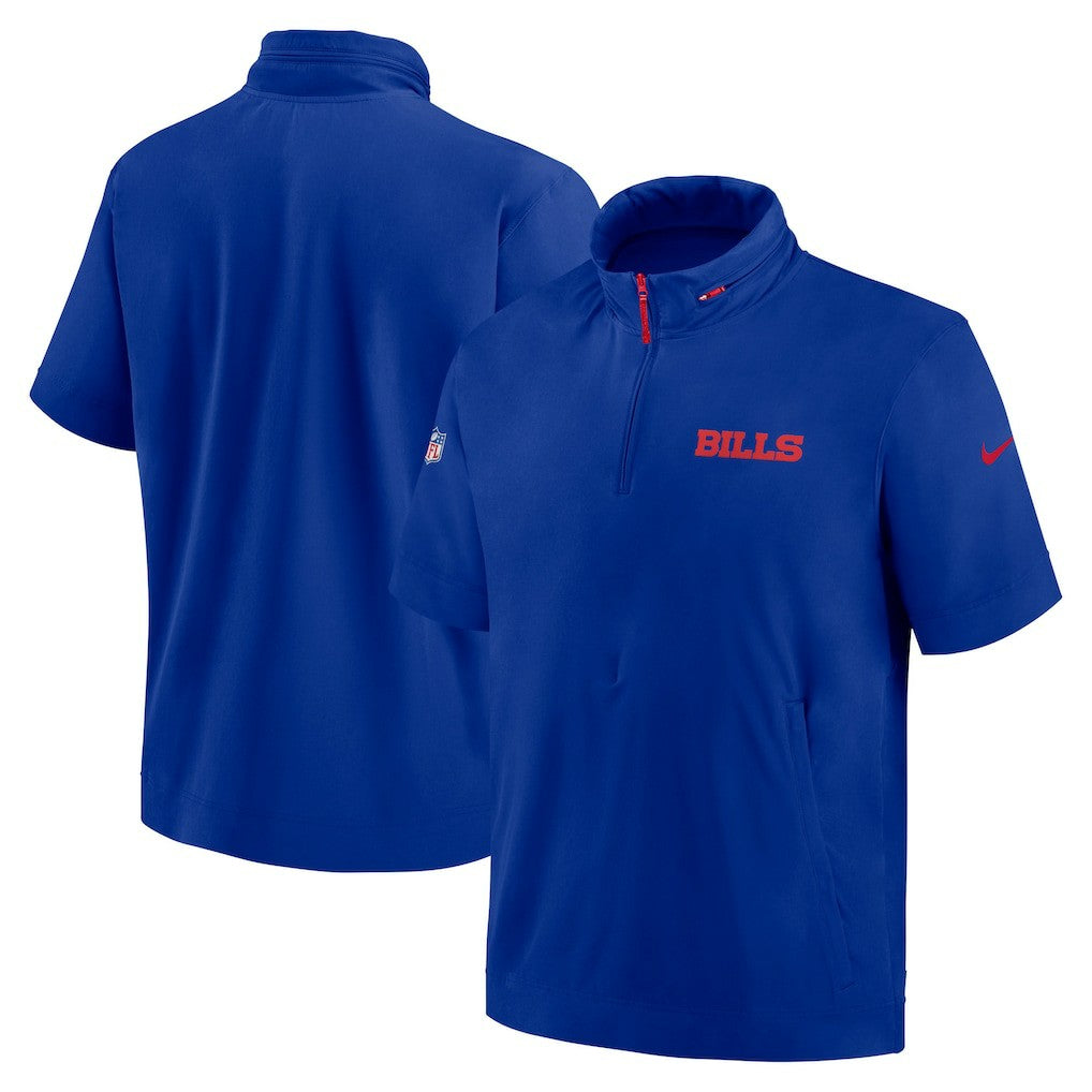 Buffalo Bills 2024 Sideline Coach Short Sleeve Half-Zip Hoodie Jacket - Royal sale