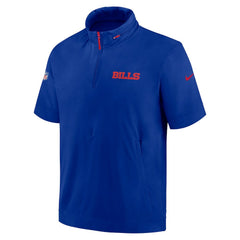 Buffalo Bills 2024 Sideline Coach Short Sleeve Half-Zip Hoodie Jacket - Royal sale