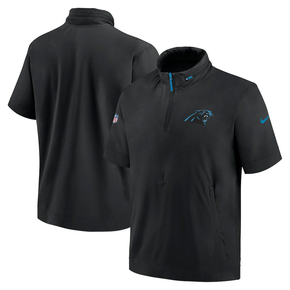Carolina Panthers 2024 Sideline Coach Short Sleeve Half-Zip Hoodie Jacket - Black cheap