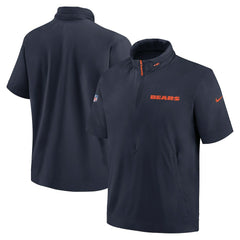 Chicago Bears 2024 Sideline Coach Short Sleeve Half-Zip Hoodie Jacket - Navy sale