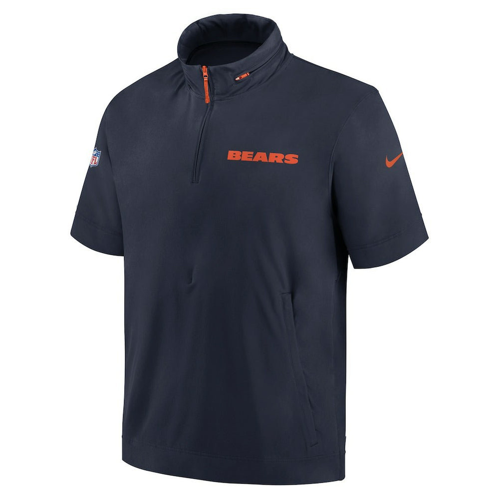 Chicago Bears 2024 Sideline Coach Short Sleeve Half-Zip Hoodie Jacket - Navy sale