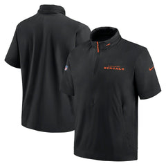 Cincinnati Bengals 2024 Sideline Coach Short Sleeve Half-Zip Hoodie Jacket - Black outlet