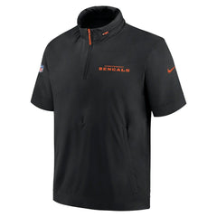 Cincinnati Bengals 2024 Sideline Coach Short Sleeve Half-Zip Hoodie Jacket - Black outlet