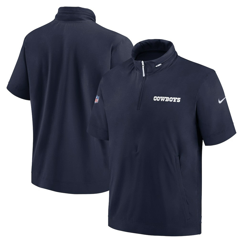 Dallas Cowboys 2024 Sideline Coach Short Sleeve Half-Zip Hoodie Jacket - Navy outlet