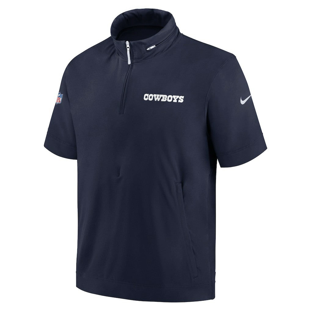 Dallas Cowboys 2024 Sideline Coach Short Sleeve Half-Zip Hoodie Jacket - Navy outlet