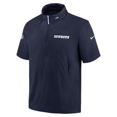 Dallas Cowboys 2024 Sideline Coach Short Sleeve Half-Zip Hoodie Jacket - Navy outlet