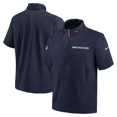 Denver Broncos 2024 Sideline Coach Short Sleeve Half-Zip Hoodie Jacket - Navy on sale