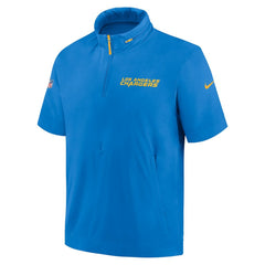 Los Angeles Chargers 2024 Sideline Coach Short Sleeve Half-Zip Hoodie Jacket - Powder Blue discount