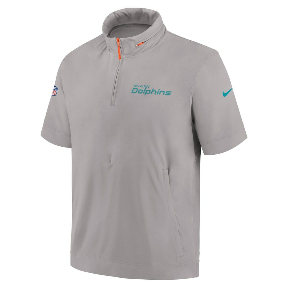 Miami Dolphins 2024 Sideline Coach Short Sleeve Half-Zip Hoodie Jacket - Gray sale