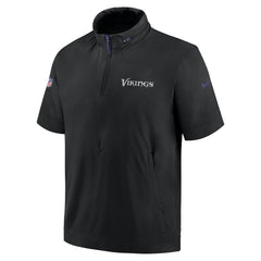 Minnesota Vikings 2024 Sideline Coach Short Sleeve Half-Zip Hoodie Jacket - Black for sale