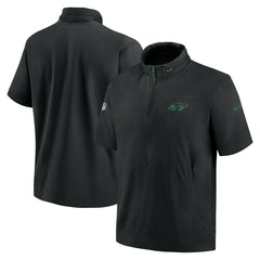 New York Jets 2024 Sideline Coach Short Sleeve Half-Zip Hoodie Jacket - Black sale