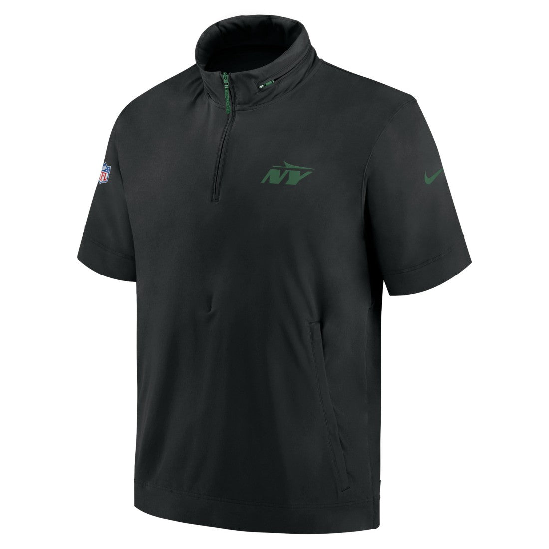 New York Jets 2024 Sideline Coach Short Sleeve Half-Zip Hoodie Jacket - Black sale