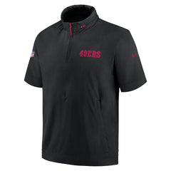 San Francisco 49ers 2024 Sideline Coach Short Sleeve Half-Zip Hoodie Jacket - Black sale