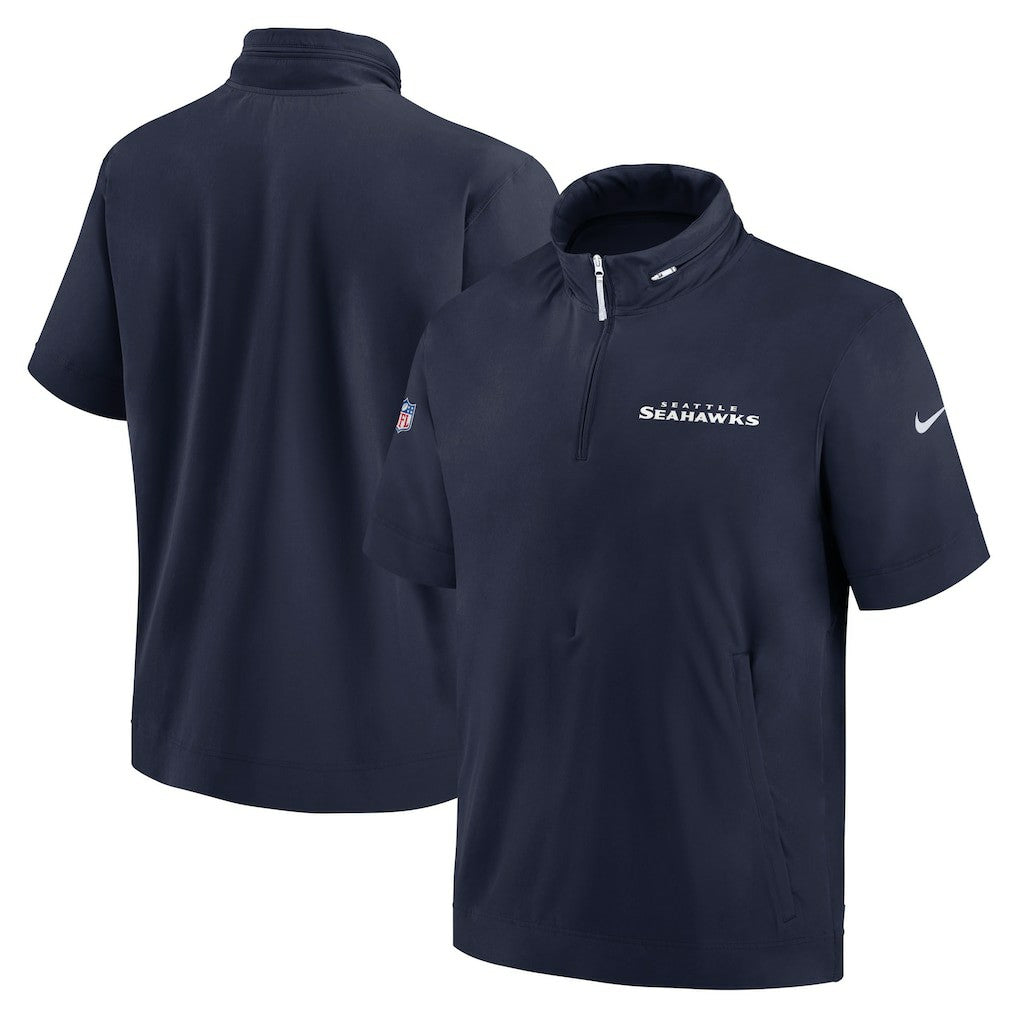 Seattle Seahawks 2024 Sideline Coach Short Sleeve Half-Zip Hoodie Jacket - College Navy discount