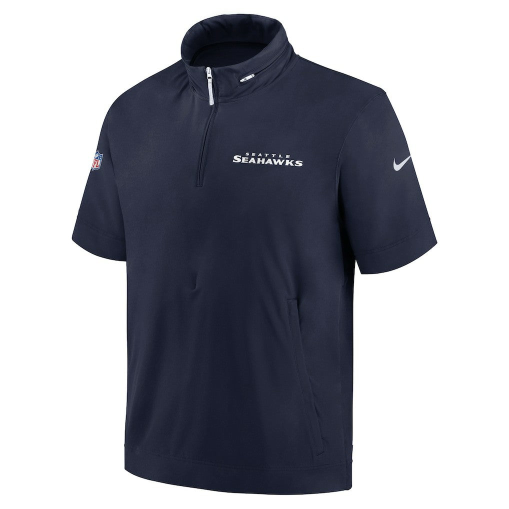 Seattle Seahawks 2024 Sideline Coach Short Sleeve Half-Zip Hoodie Jacket - College Navy discount