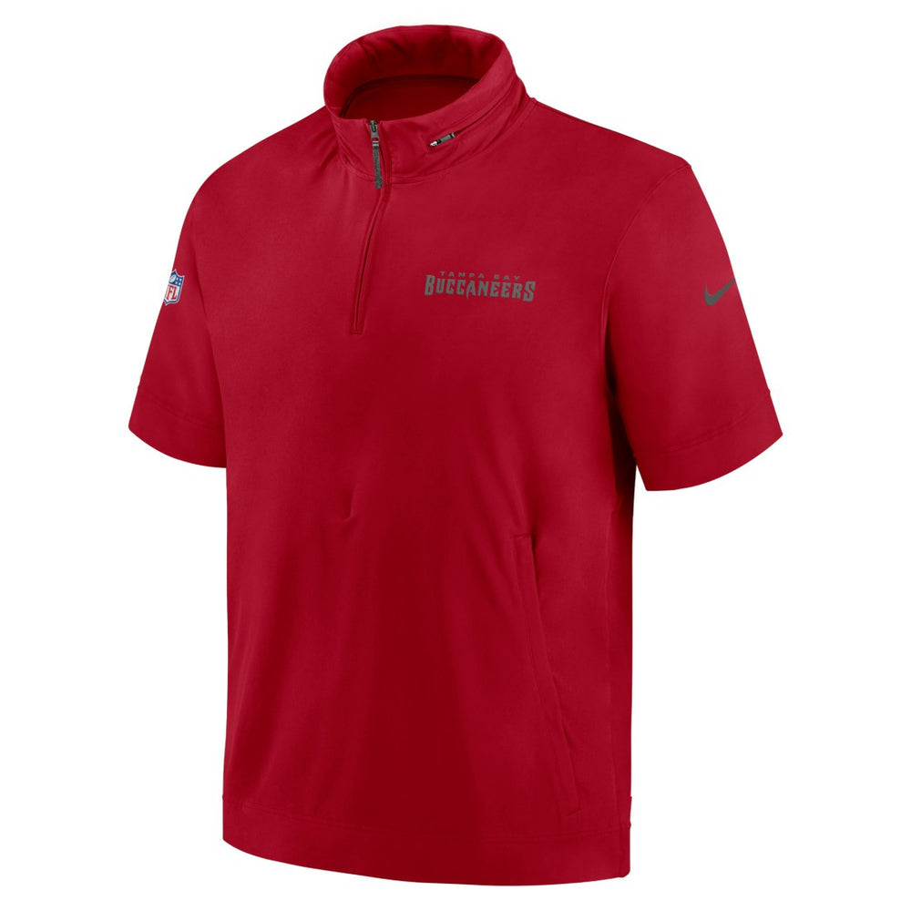 Tampa Bay Buccaneers 2024 Sideline Coach Short Sleeve Half-Zip Hoodie Jacket - Red for sale